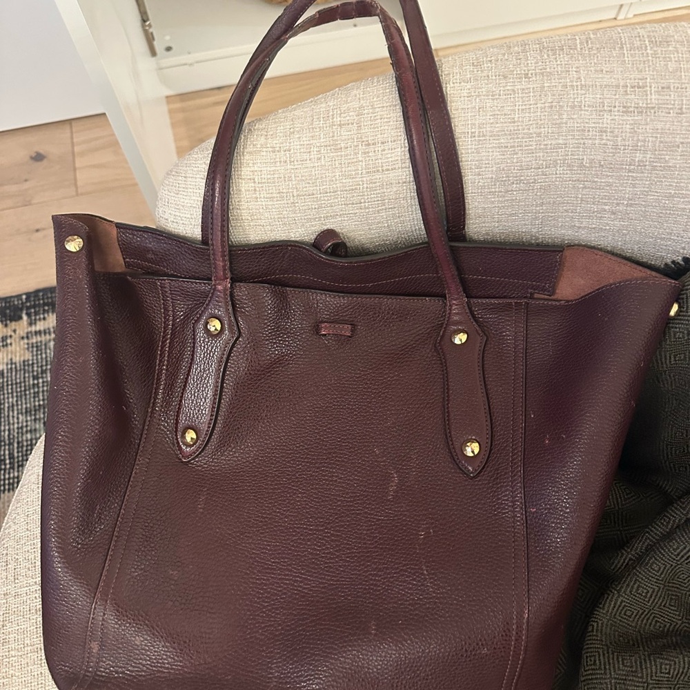Elegant Eggplant Leather Tote Bag